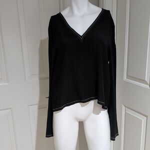 Madewell Elegant Black V-Neck Tie Open Back Women's Top XL